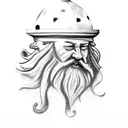 realistic king Neptune with lighthouse tattoo design idea