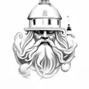 realistic king Neptune with lighthouse tattoo design idea