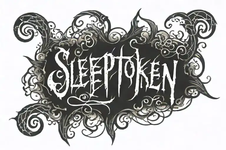 Black Metal font with a text saying "sleeptoken" tattoo design idea