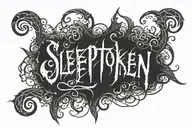 Black Metal font with a text saying "sleeptoken" tattoo design idea