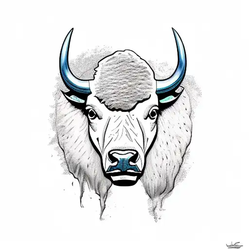 Buffalo head, comic tattoo design idea