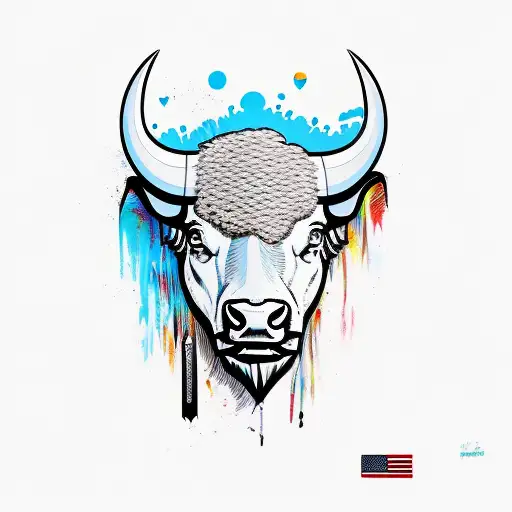 Buffalo head, comic, name emma, lovely tattoo design idea