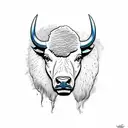 Buffalo head, comic tattoo design idea