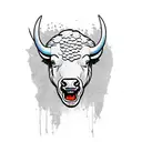 Buffalo head, comic tattoo design idea