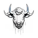 Buffalo head, comic tattoo design idea