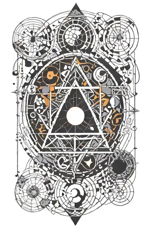 balance, science, strenght and alchemy circle tattoo design idea