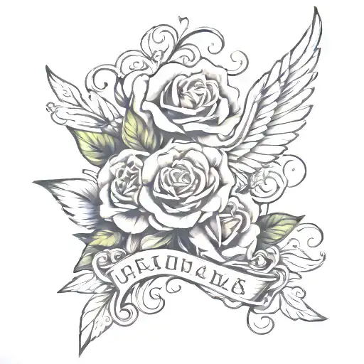 memorial grandparents names both from my thigh  tattoo design idea