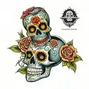 sugarskull with integrated word 'OWNERSHIP' tattoo design idea