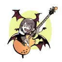 A guitar with a vampire bat flying out of it tattoo design idea