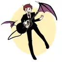 A guitar with a vampire bat flying out of it tattoo design idea