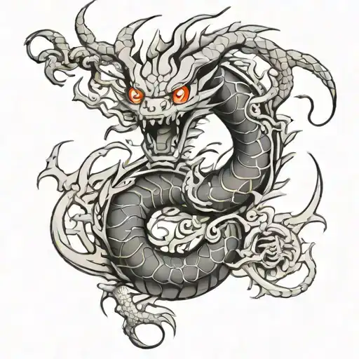 shenron in black and white tattoo design idea