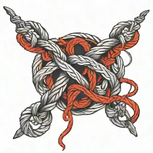 red string tied together tattoo design idea