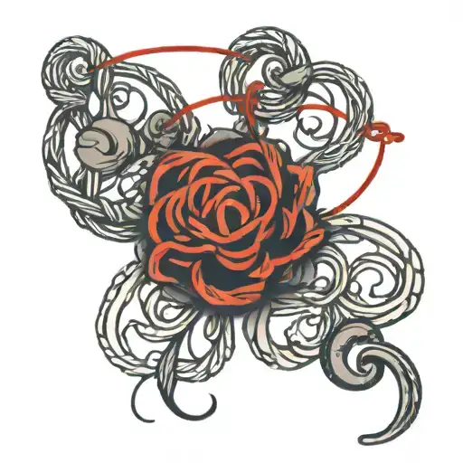 red string tied tattoo design idea