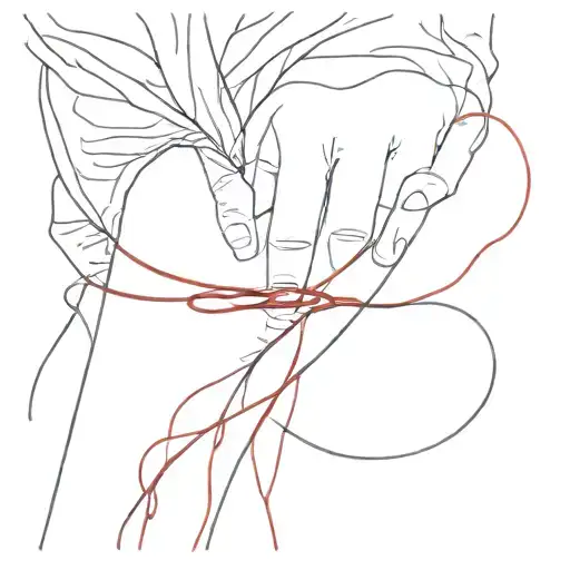 red string tied together tattoo design idea
