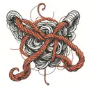 red string tied together tattoo design idea