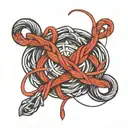 red string tied together tattoo design idea