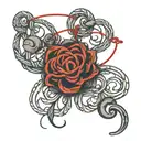 red string tied tattoo design idea
