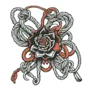 red string tied tattoo design idea