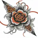 red string tied tattoo design idea