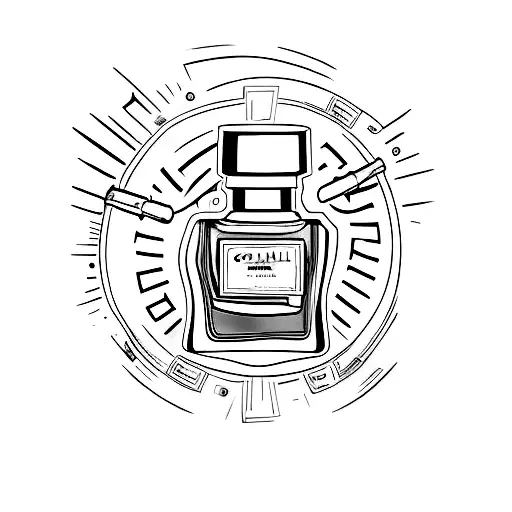 Channel perfume with a cigar leaning on the bottle tattoo design idea