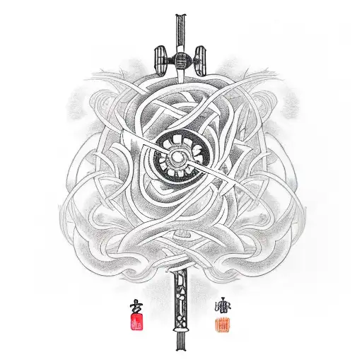 jedi lightsaber with vines around it tattoo design idea