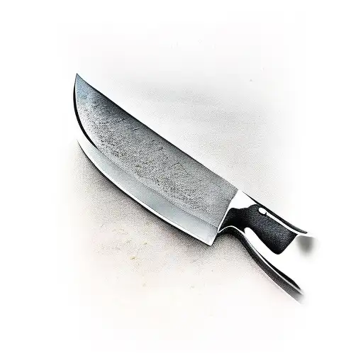 chefs knife with a garden behind it tattoo design idea