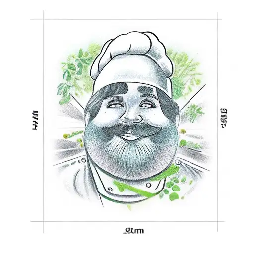 chef knife with a garden behind it tattoo design idea