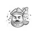 chef knife with a garden behind it tattoo design idea