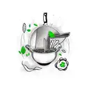 chef knife with a garden behind it tattoo design idea