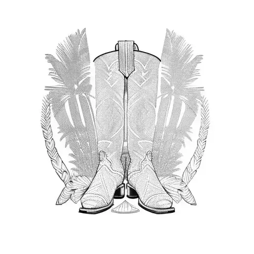 Palm tree cowboy boots tattoo design idea