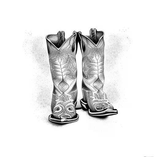 Palm tree cowboy boots tattoo design idea