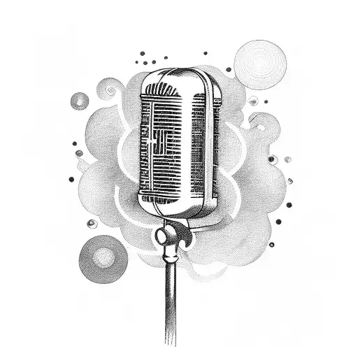 A Vintage Microphone, film reel and musical notes tattoo design idea