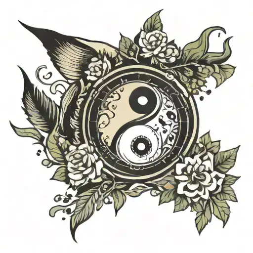 yin yang per aspera ad astra thiss too shall pass ancora imparo sand watch olive branch  tattoo design idea