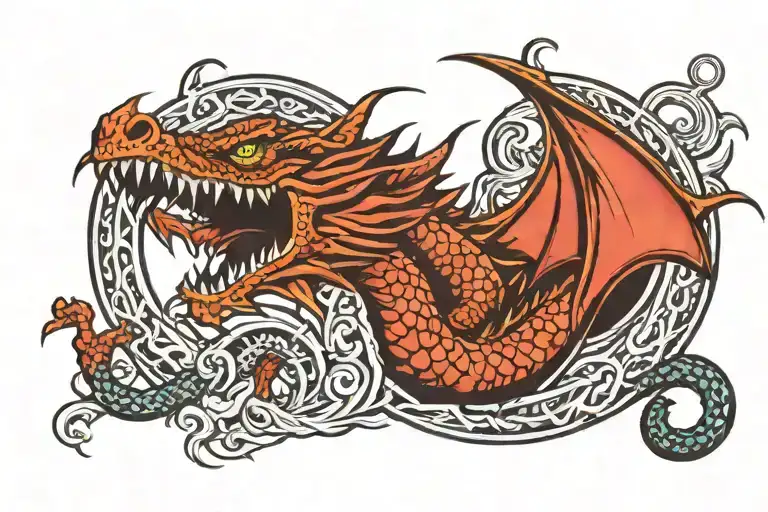 dragon style Ouroboro tattoo design idea