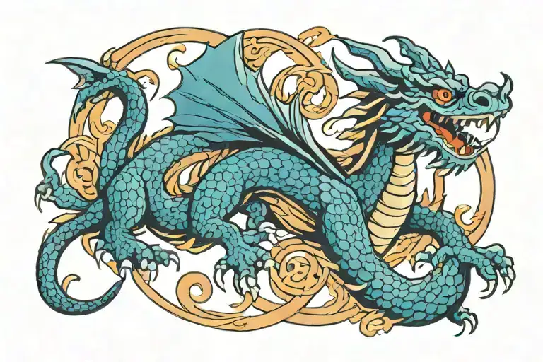 dragon style Ouroboro tattoo design idea