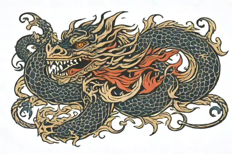 dragon style Ouroboro tattoo design idea