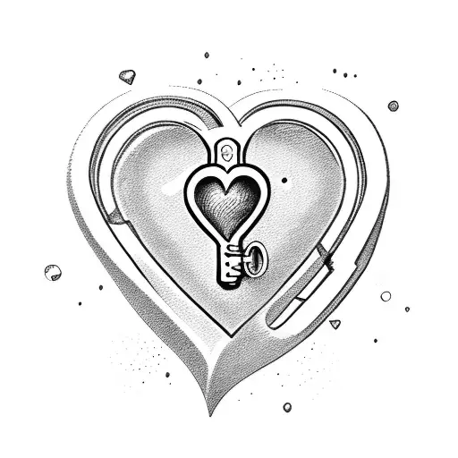 A secret agent silhouette holding a heart-shaped lock with a key in hand tattoo design idea