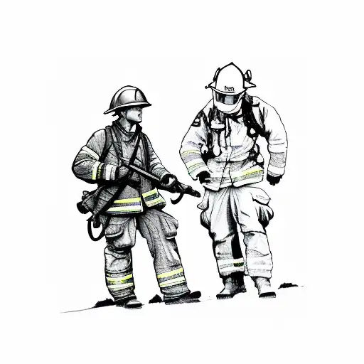 an old WW2 bomb with a firefighter beside it tattoo design idea