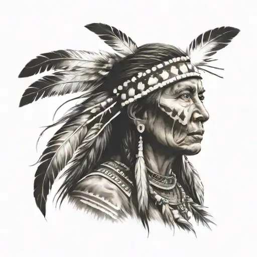 native american woman tattoo design idea