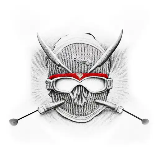 ski mask with blood tattoo design idea