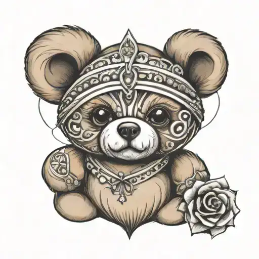 teddy bear made of diamond tattoo design idea