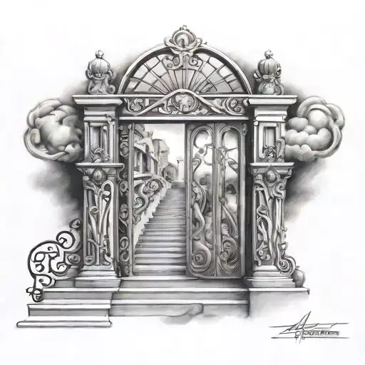 stairway to heaven gates tattoo design idea