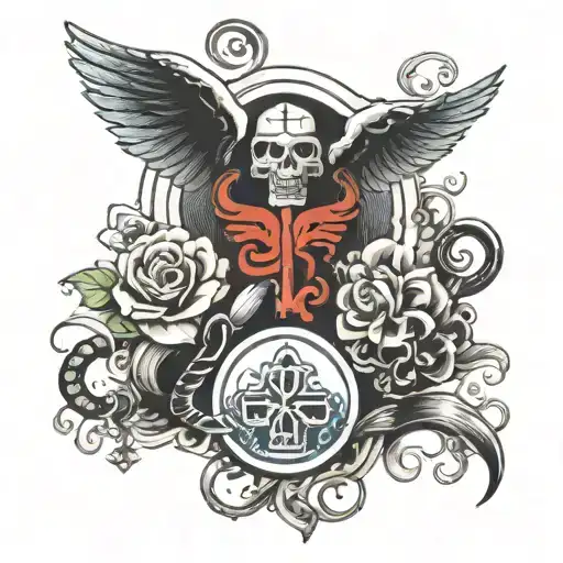 Incorporate medical symbols (such as a stethoscope or caduceus) with elements representing the open road and trucking lifestyle tattoo design idea