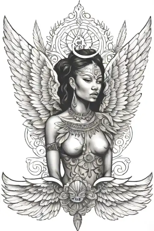 wings african  tattoo design idea