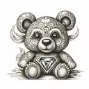 teddy bear made of diamond tattoo design idea