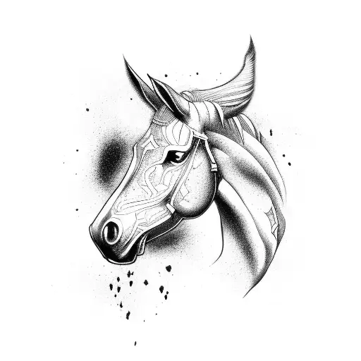 caballo cuerpo completo con alas  tattoo design idea
