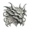 An intricately detailed gargoyle, possibly with a grotesque expression, such as those found on Gothic cathedrals tattoo design idea