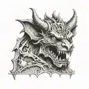 An intricately detailed gargoyle, possibly with a grotesque expression, such as those found on Gothic cathedrals tattoo design idea