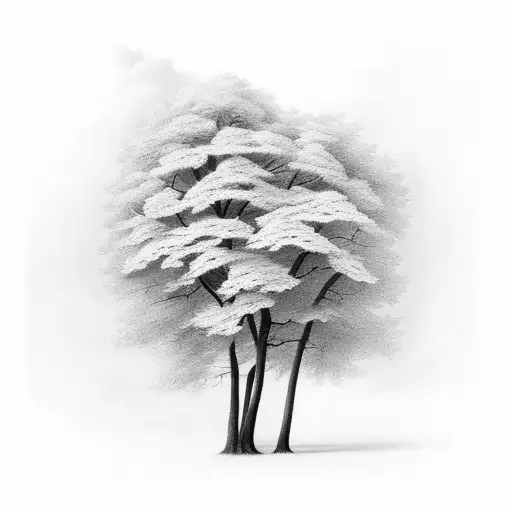 dark trees and clouds night tattoo design idea