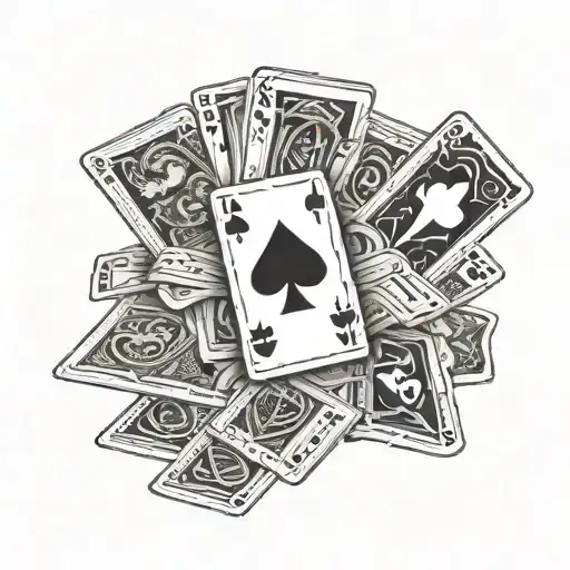 Playing cards guns money drugs tattoo design idea